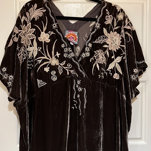 Sold Johnny Was Maree Velvet Effortless Kaftan - Size Large velvet velour brown - Picture 7 of 9
